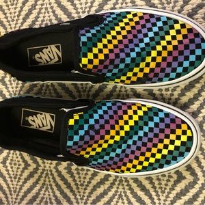 Multi color vans in good condition.
